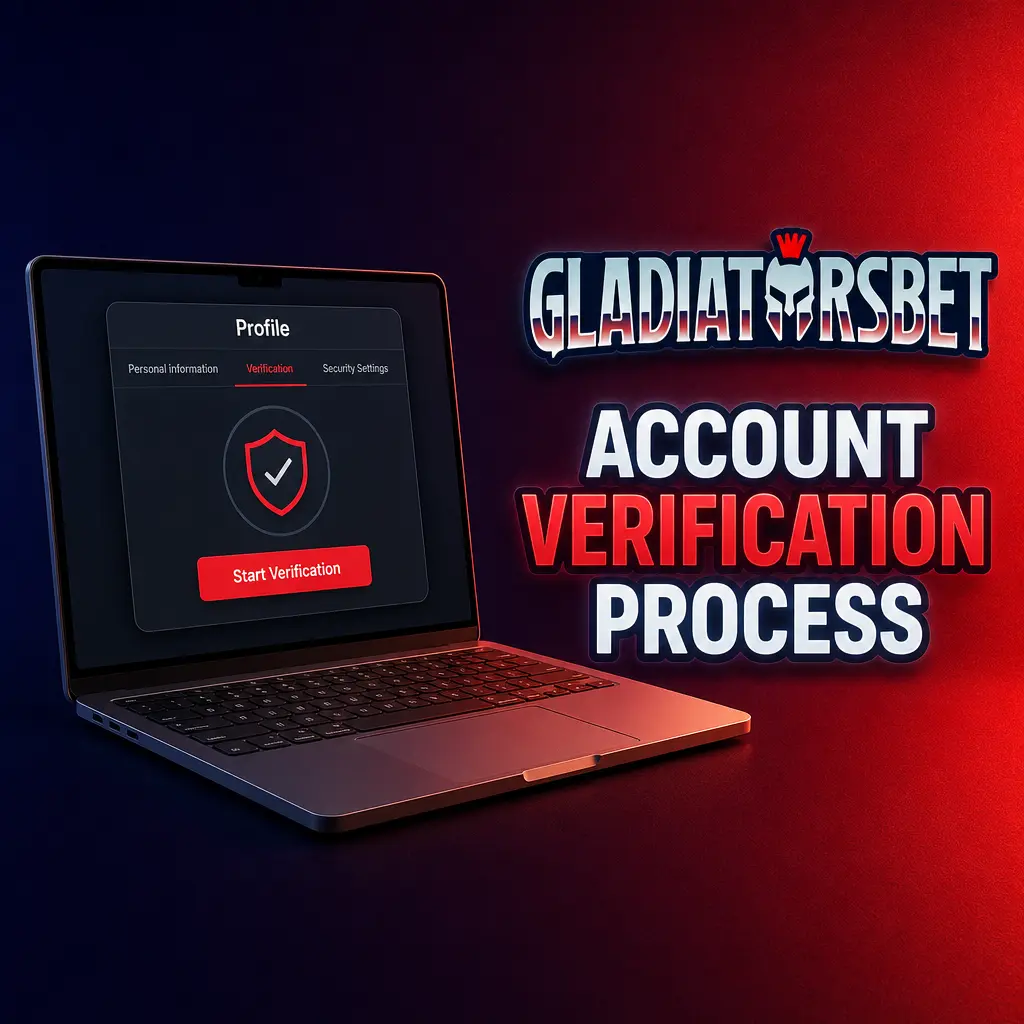 Gladiatorsbet account verification process showing ID upload, proof of address, and selfie confirmation steps