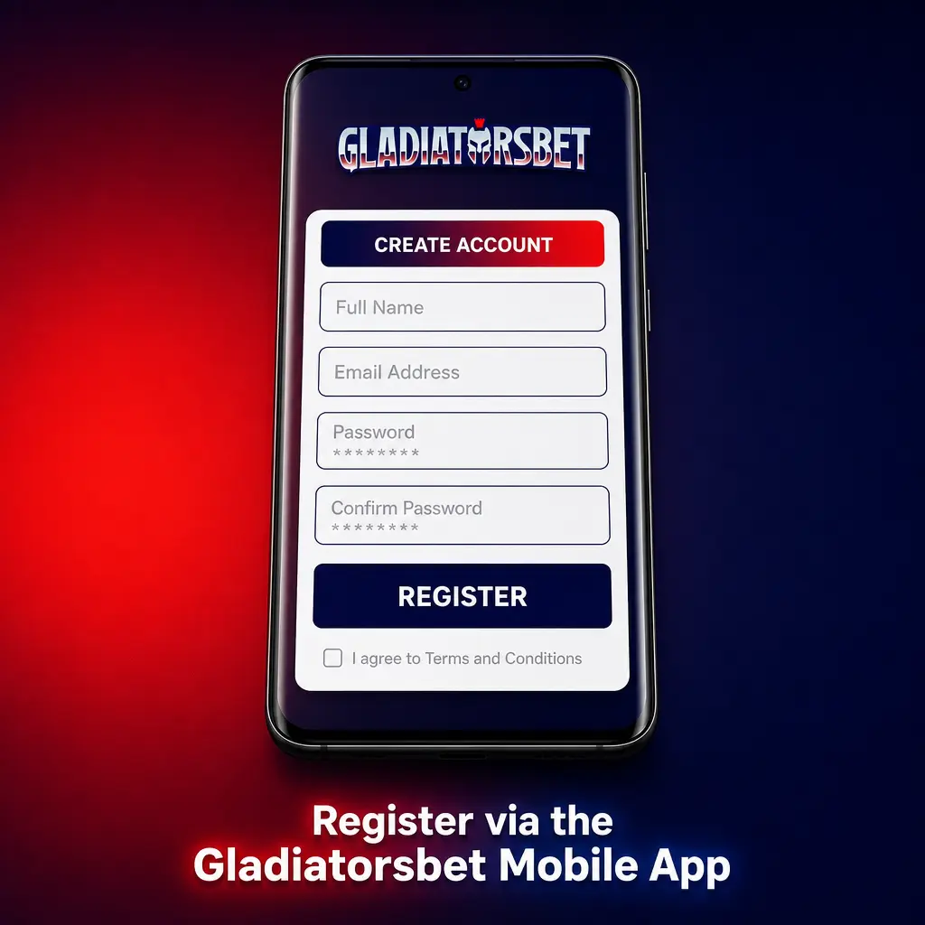 Register on Gladiatorsbet via PWA: add to home screen, open app icon, tap Register, enter details, verify with code.